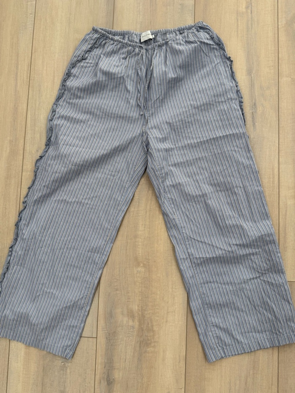 Deiji Studios Striped 100 percent Organic Cotton Wide Leg Pants in Blue